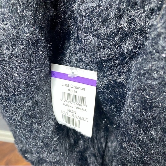FRNCH Black Glitter Cropped Crew Neck Sweater.  Soft fuzzy, winter warm sparkly - Picture 9 of 12